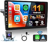 Vista 1 de Android 11 DIN estéreo inalámbrico para coche Apple CarPlay Android Auto Radio, pantalla táctil de 9 pulgadas, receptor de audio Bluetooth