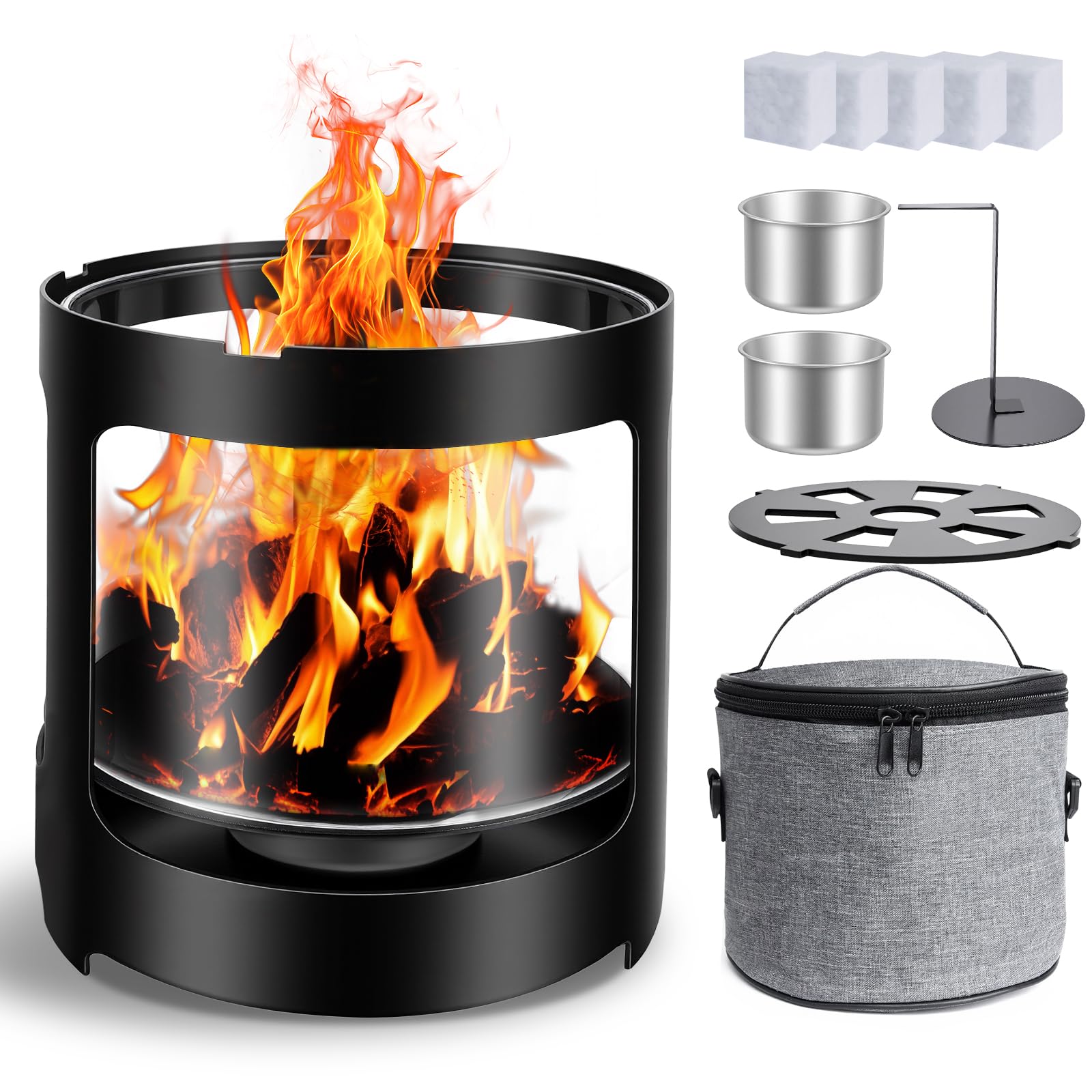 Edelstahl Stövchen mit Glaswindschutz - Bio-Burner, Teelichtofen, Stövchen für Teekanne (BK-101)