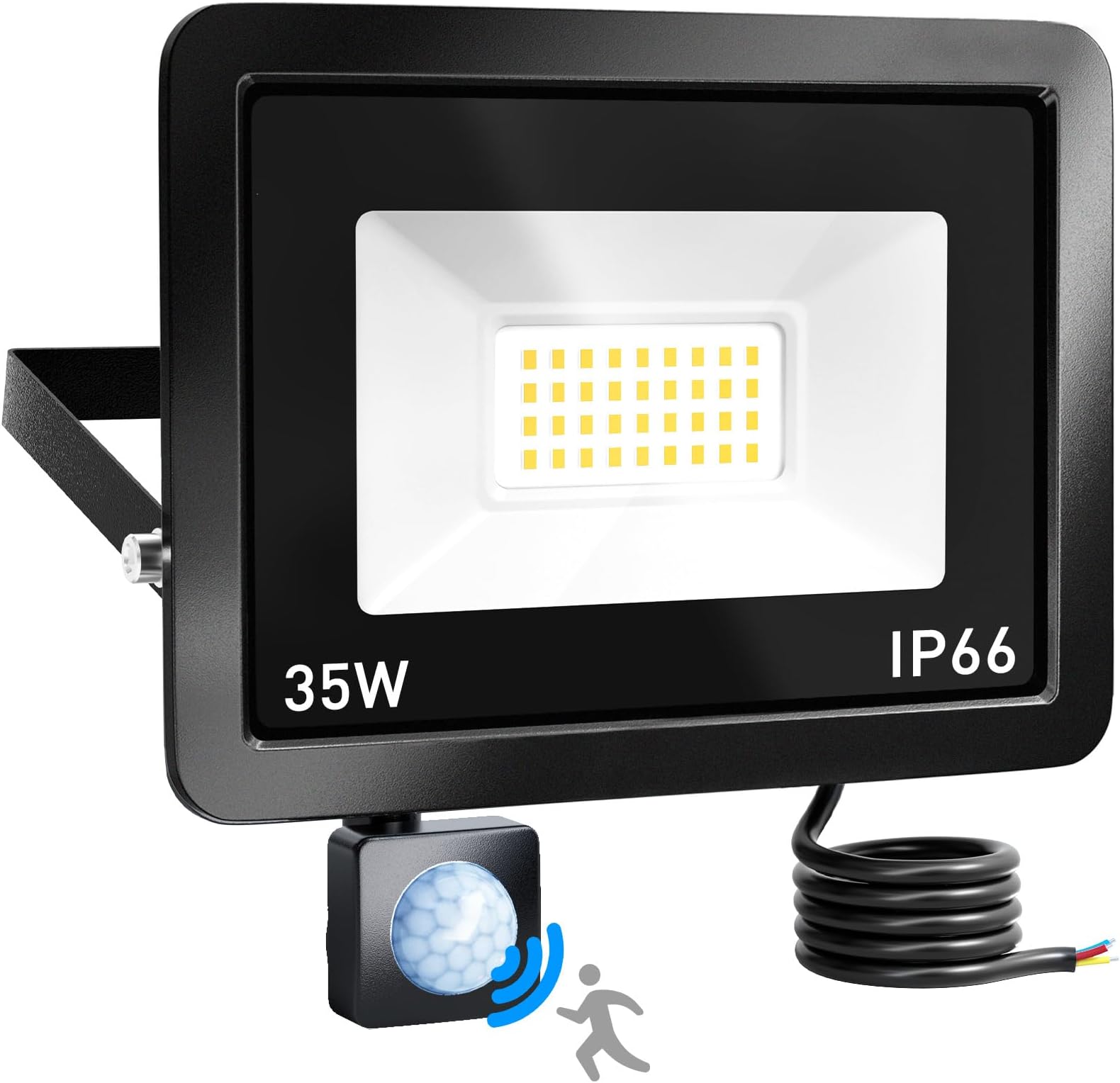 Brightown Security Lights Outdoor Motion Sensor, 35W PIR Sensor Security Light,3000 Lumen Motion Sensor Floodlight, IP66 Waterproof LED Outdoor Light Mains Powered for Backyard, Garden [Energy Class F]