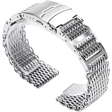 metal watch band metal strap watchband watch band curved strap watchband watch strap 20/22/24mm mesh silver stainless steel watch band replacement bracelet men safety watch band strap bracelet clasp