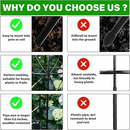 Miniatura 6 de Enrejado de obelisco de jardín para plantas trepadoras, 27.1 x 7.8 pulgadas, diseño de metal duradero, a prueba de óxido, ideal para uso en