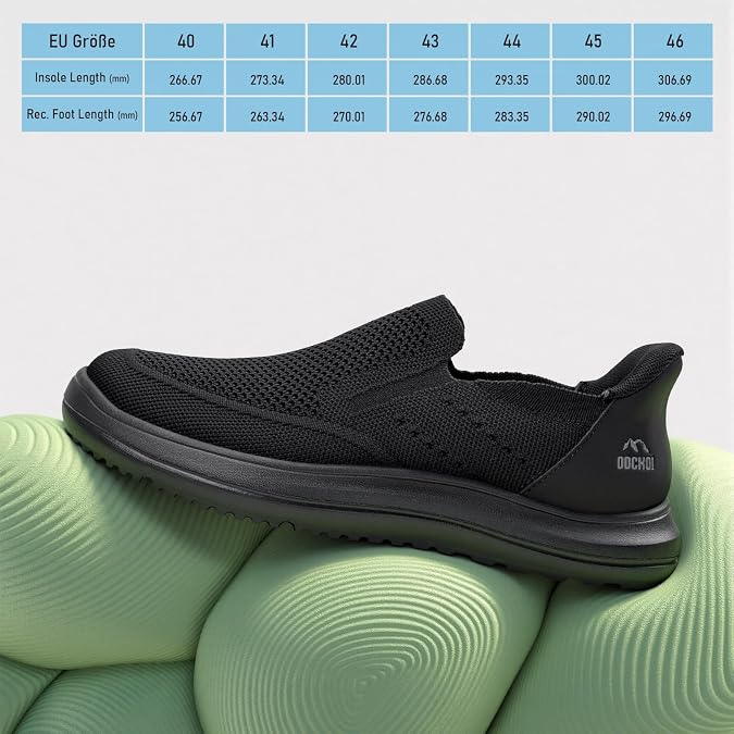 ODCKOI Slip On Trainers Men, Hands-Free Lace-Up Design, Comfortable Walking Running Gym Shoes