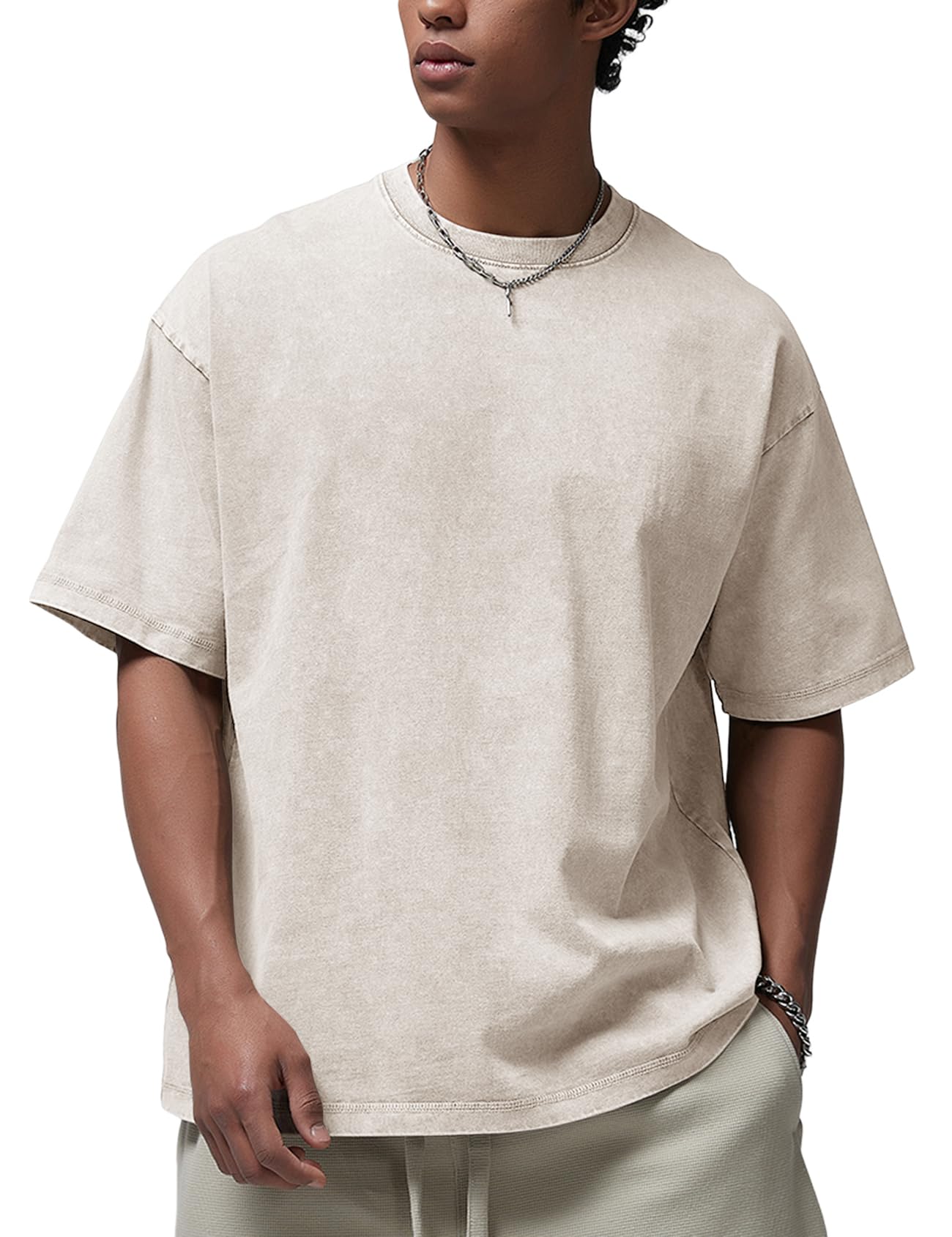 Arssm T-shirt oversize da uomo con lavaggio acido vestibilità ampia vintage in cotone pesante magliette larghe