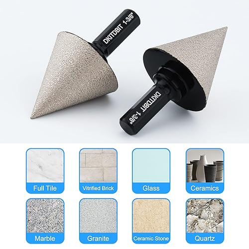 Miniatura 4 de Brocas avellanadoras de diamante de 1-38 pulgadas, broca biseladora de diamante para ampliar recortes, dar forma a agujeros en azulejos de mármol de