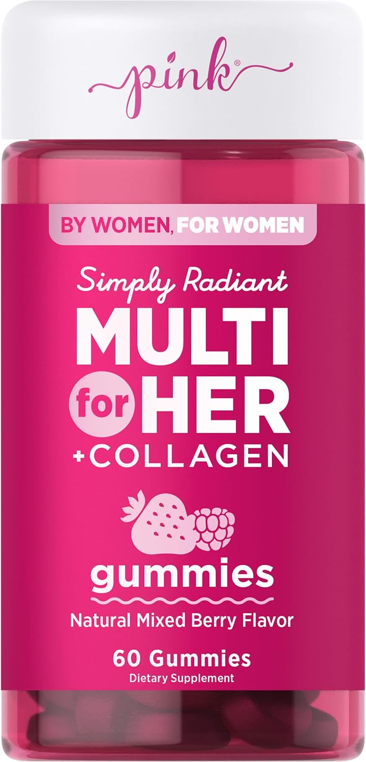 Multivitamin for Women | 60 Gummies | Non-GMO & Gluten Free | Plus Collagen & Biotin | Mixed Berry Flavor | by PINK