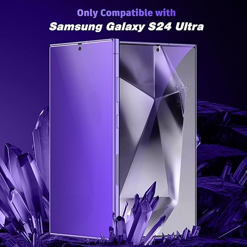 Miniatura 2 de LYWHL 2 Pack for Samsung Galaxy S24 Ultra Privacy Screen Protector Support Fingerprint Unlock, Purple Gradient Anti Blue Light Anti Spy HD Screen