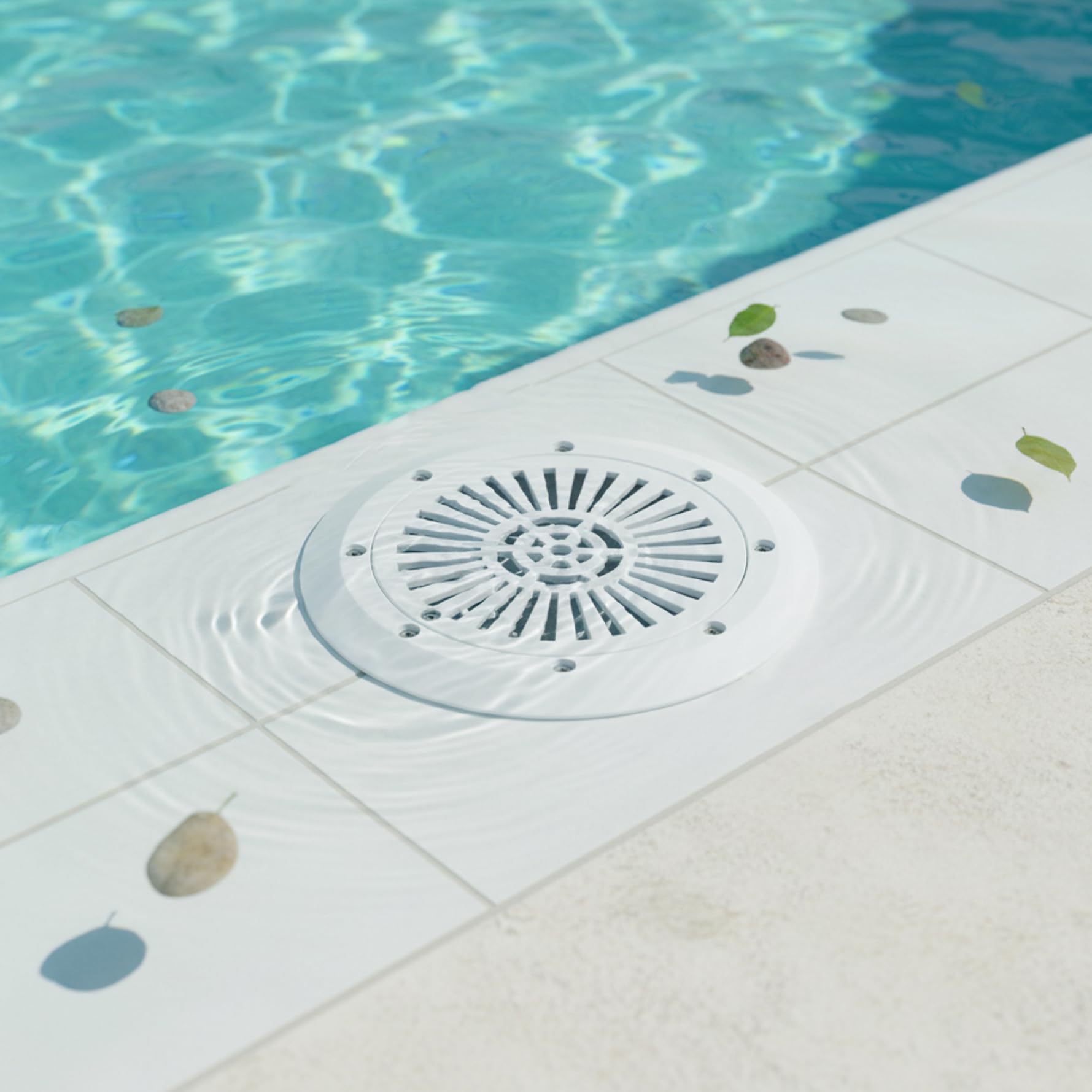 Scarico per Piscina, scarico per Piscina Bianco, griglia di copertura impermeabile a Doppio Strato con filettatura Interna da 2 pollici, accessori Piscine e saune (confezionato in Busta)