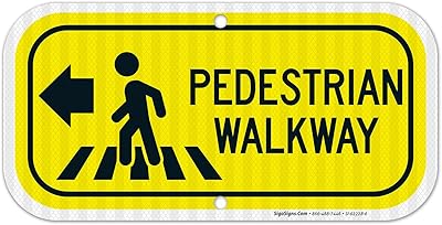 Pedestrian Walkway Left Sign, 6x12 Inches, 3M EGP Reflective .040 Aluminum, Fade Resistant, Made in USA by Sigo Signs