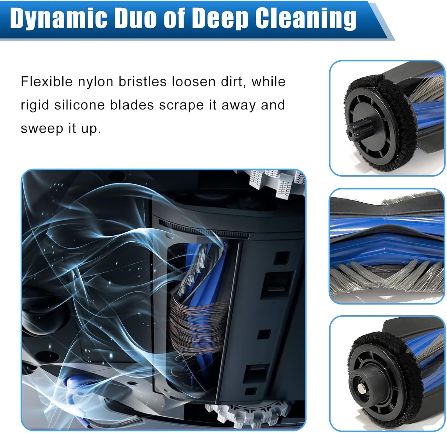 2 Pack Main Brush Replacement Parts Compatible with Ecovacs Deebot X11 Omni-Cyclone, X9, X9 Pro Omni, T50 Max Robot Vacuum Cleaner, Anti-Tangle Roller Brush, Multi-Surface Rubber Brush Accessories