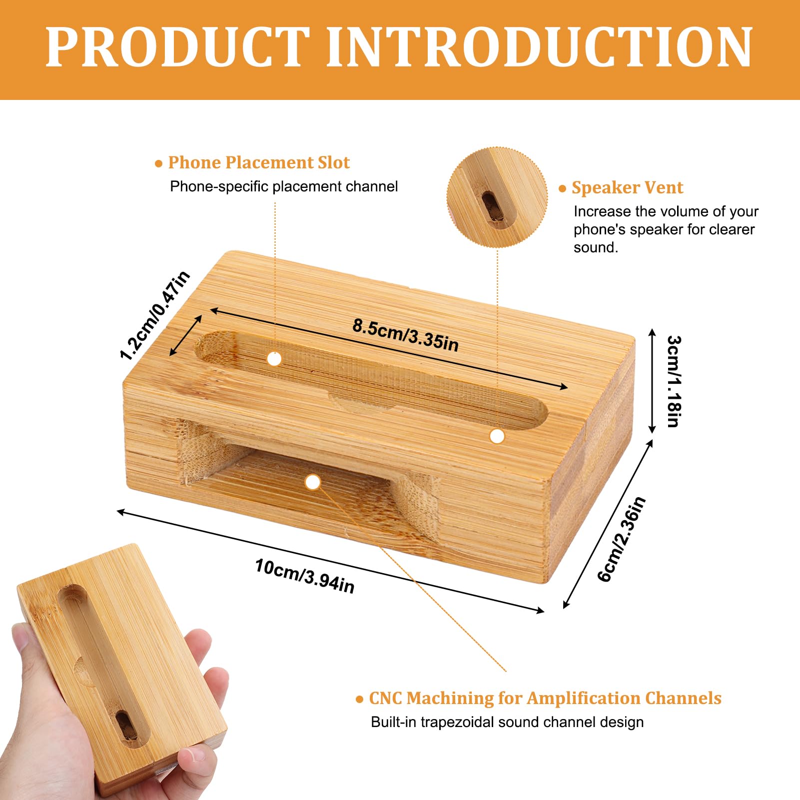 Soporte de teléfono de madera multifunción con altavoz incorporado de diseño elegante soporte de madera para teléfono inteligente, soporte de teléfono práctico con función de altavoz para casa