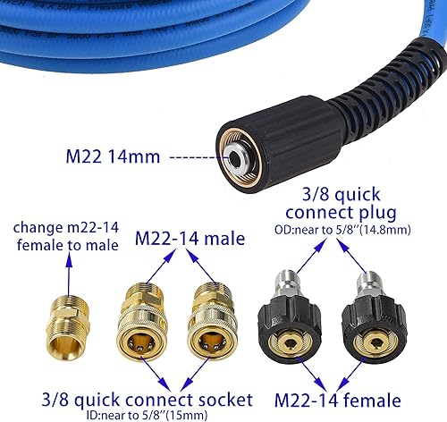 Miniatura 2 de Manguera de lavado a presión  Manguera de extensión de lavadora de alta potencia de 14 pulgadas x 100 pies  Manguera de alta presión resistente a