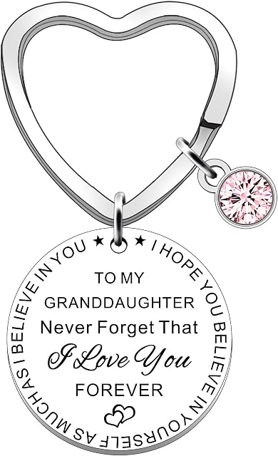 SDOFY Granddaughter Keyring Granddaughter Gifts from Grandma Grandad Never Forget That I Love You Forever Keyring Inspirational Christmas Birthday Gifts