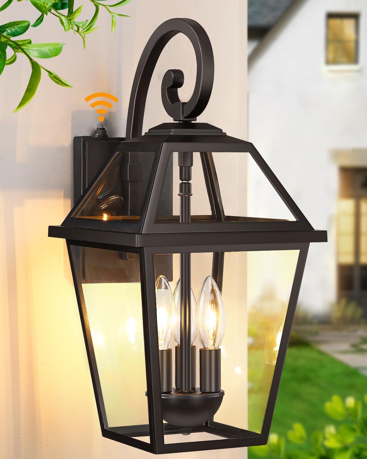 Large Outdoor Pendant Light 3-Light + Large Outdoor Wall Light 3-Light Dusk to Dawn