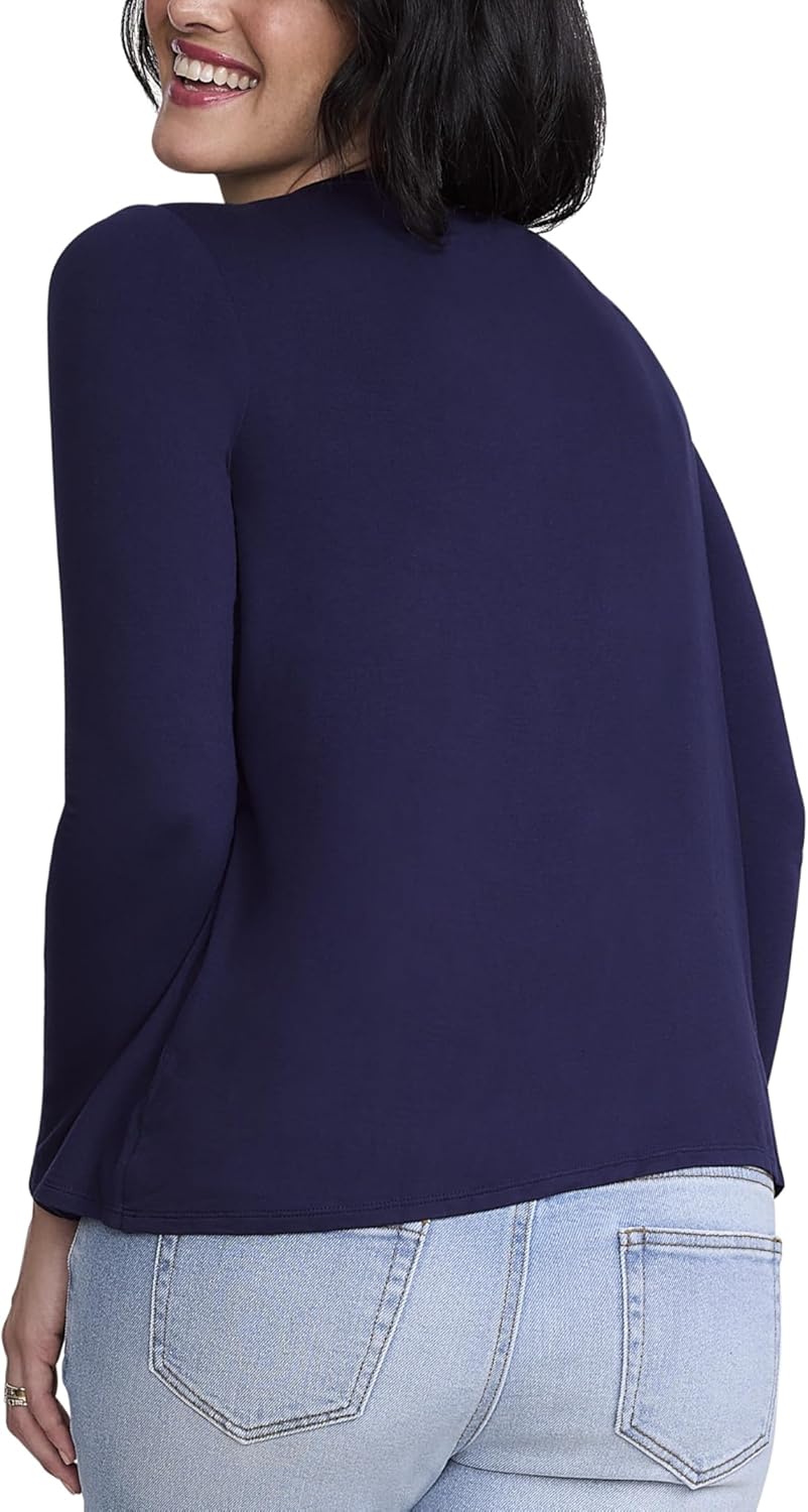 Motherhood Maternity Women's Long Sleeve Scoop Neck Tulip Nursing Tee Shirt for Breastfeeding with Easy Access