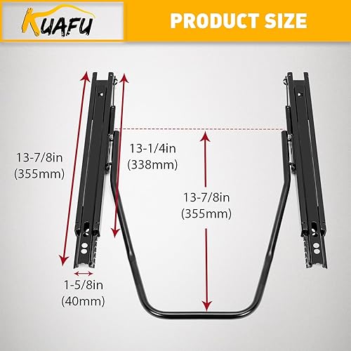 Vista 12 de KUAFU Universal Seat Sliders Compatible with NRG Sparco and Most Bottom, Seat Rails, Side Mount Dual Locking Steel, Adjustable Seats Track Kit