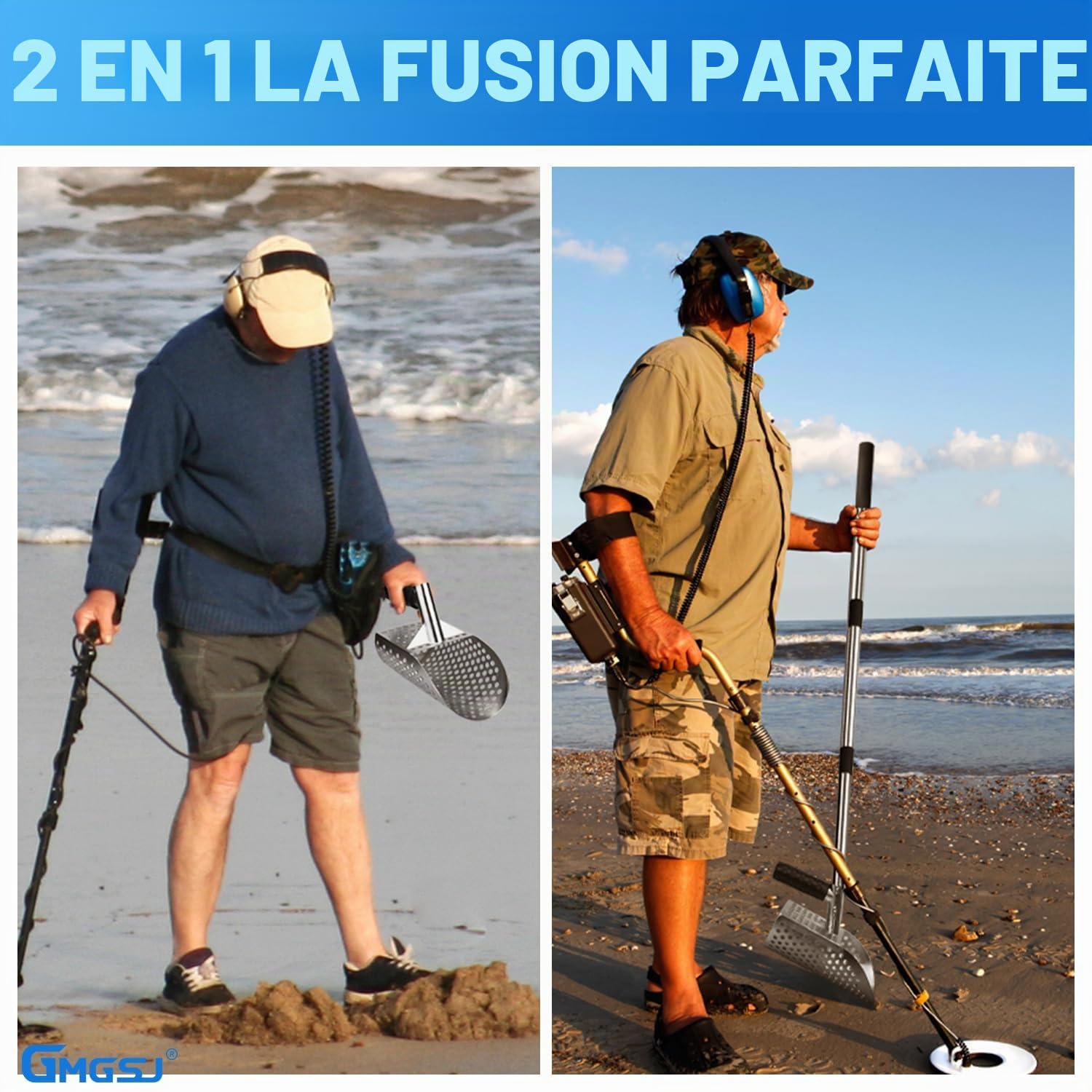 Outil de détection de métaux avec poignée antidérapante, écran rapide, tiges d'extension en acier inoxydable