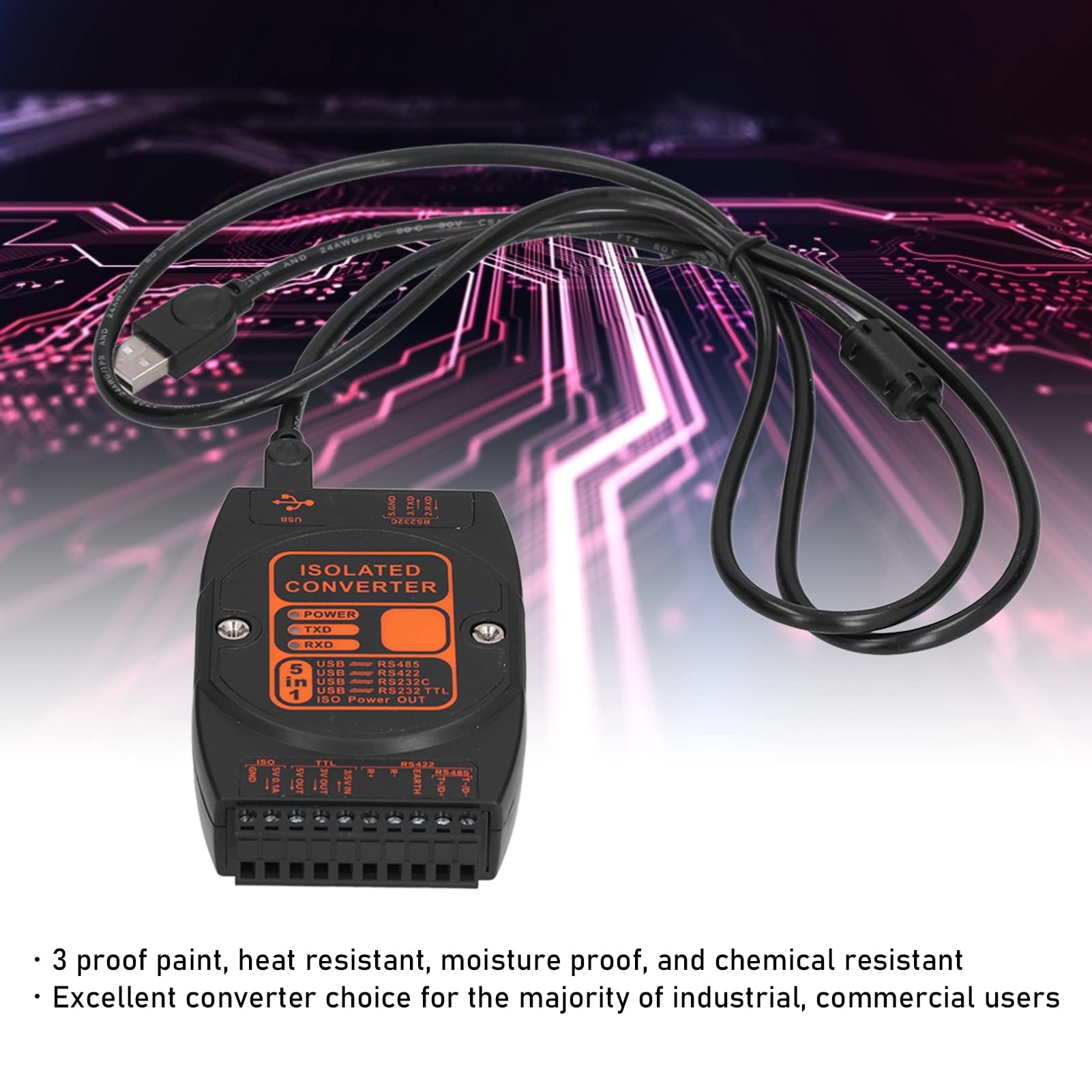 Tyenaza Adaptador USB a Convertidor 5 en 1 Aislamiento de Grado Industrial a 422/232/ttl DCM2610A ((Chip FTDI Velocidad de 12 MB))