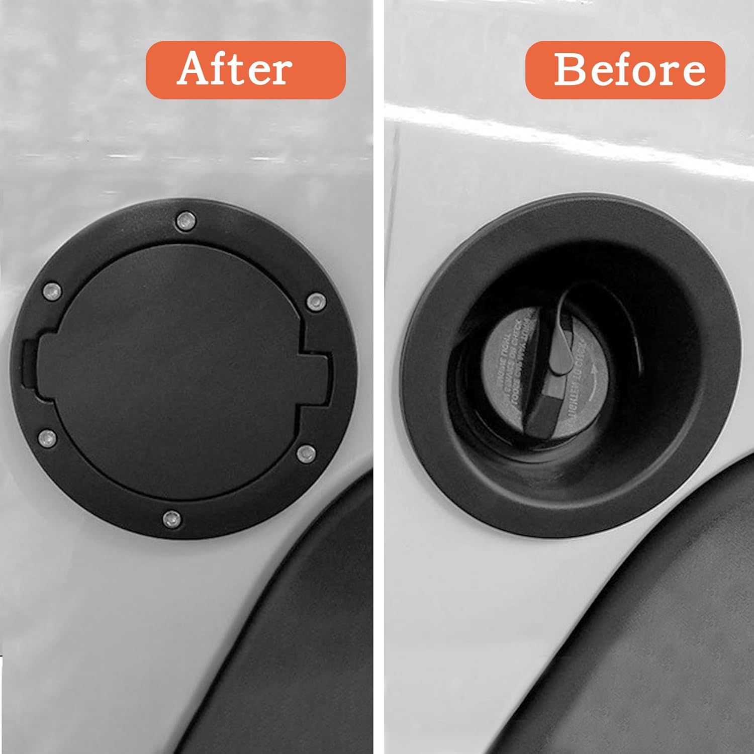 JK Fuel Filler Door Cover, JK Gas Fuel Tank Cap Cover Black Fit For 2007 2008 2009 2010 2011 2012 2013 2014 2015 2016 2017 2018 Wrangler JK & Unlimited Sport Rubicon Sahara Gas Tank Cap Fuel Cap