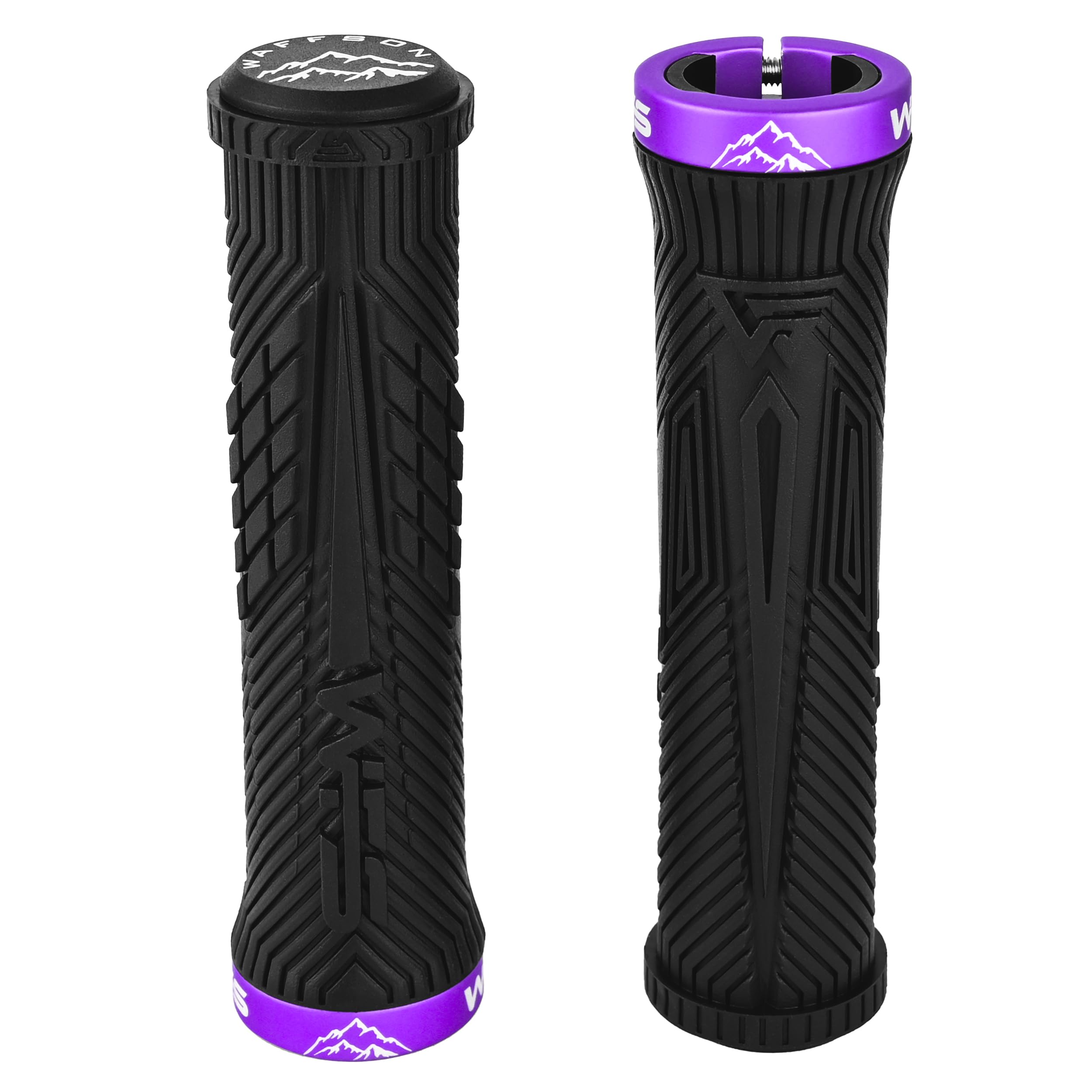 WFS Volatus Pojedyncze uchwyty do rowerów górskich, Road, roweru miejskiego, 33 mm OD miękkie wygodne ergonomiczne, antypoślizgowe uchwyty 22 mm ID Locking Handlebar do MTB, 1 para, czarny x fioletowy