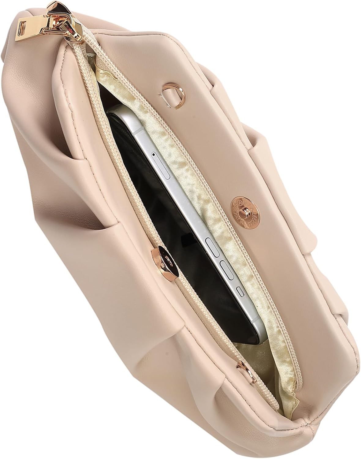 Evening Bag for Women Ruched Clutch Purse Detachable Metal Chain Crossbody Bag - Image 4