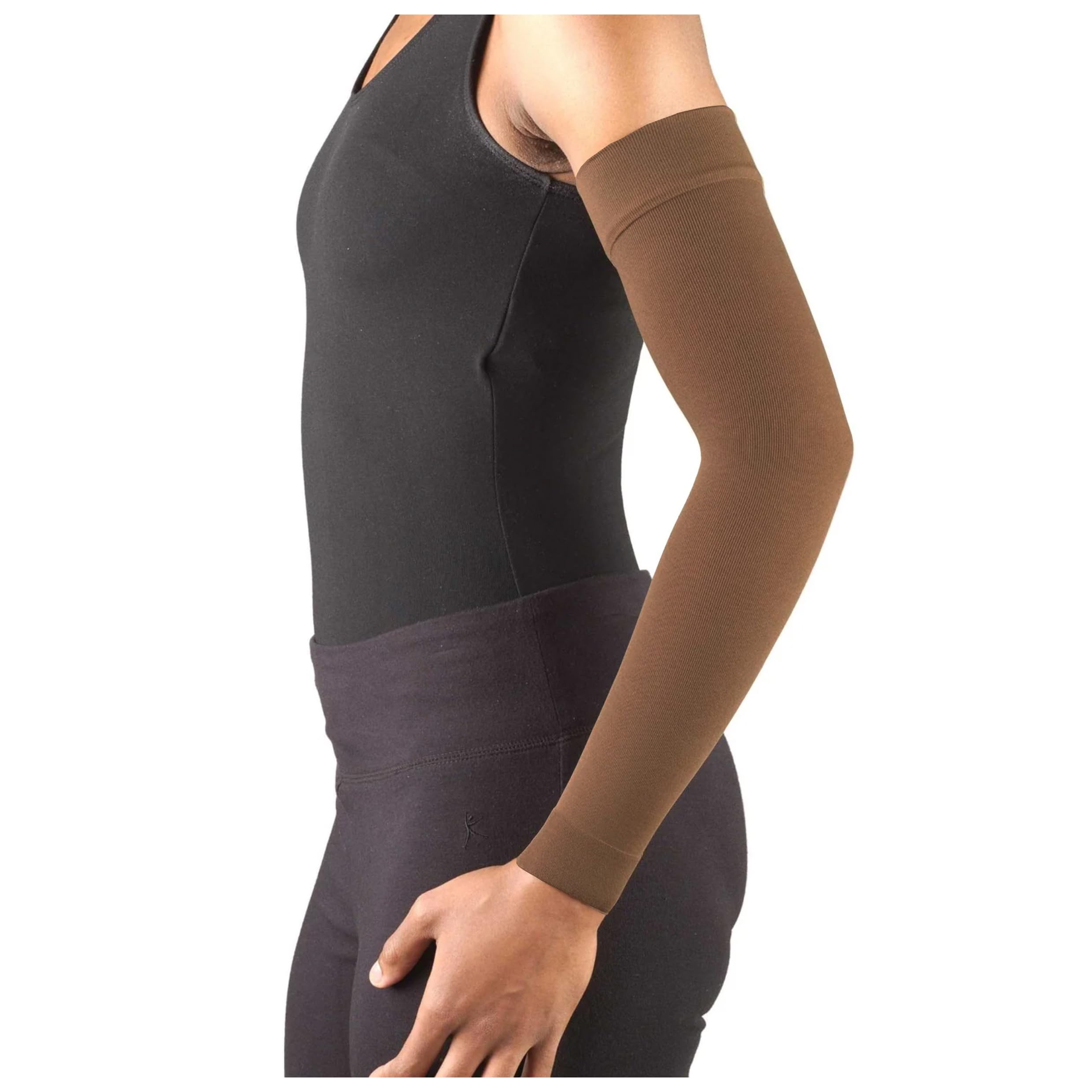 Truform Lymphedema Compression Arm Sleeve, 15-20 mmHg Post Mastectomy Support, Brown, Large