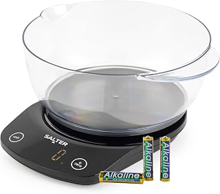Salter Küchenwaage Digital 5kg, Digitale Küchenwaage mit 1,8L Schüssel, Waage Küchenwaage mit Tara-Funktion, Elektronische Küchenwaage für Flüssigkeiten, Spülmaschinenfest