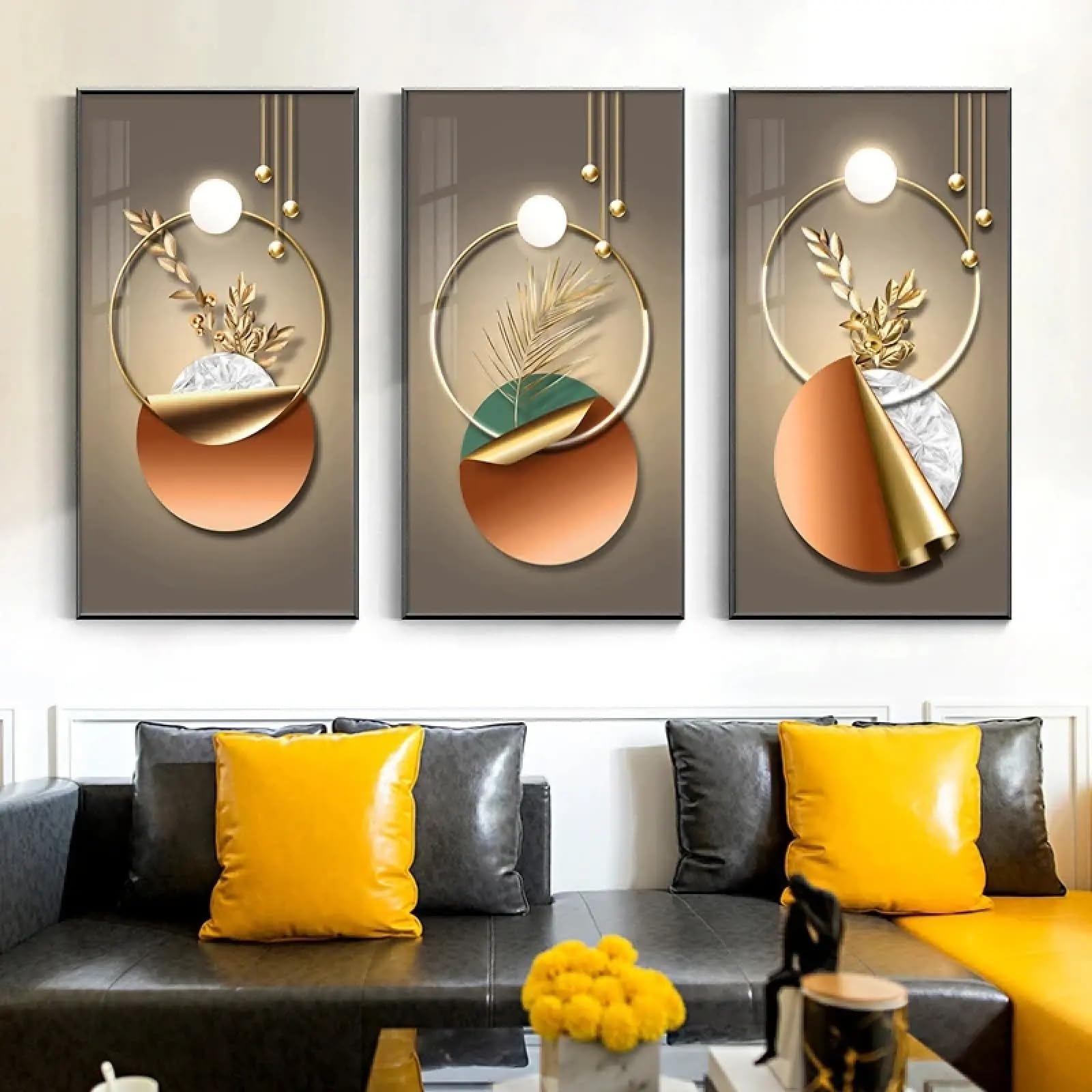 Décoration murale pour salon moderne avec ces peintures d'art triptyque