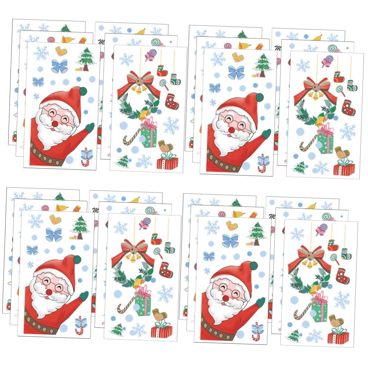 PRETYZOOM Bögen Weihnachts Fensteraufkleber Schneeflocken Fensteraufkleber Weihnachtsmann Fensteraufkleber Weihnachts Fensteraufkleber Feiertags Fensterdekorationen Festival