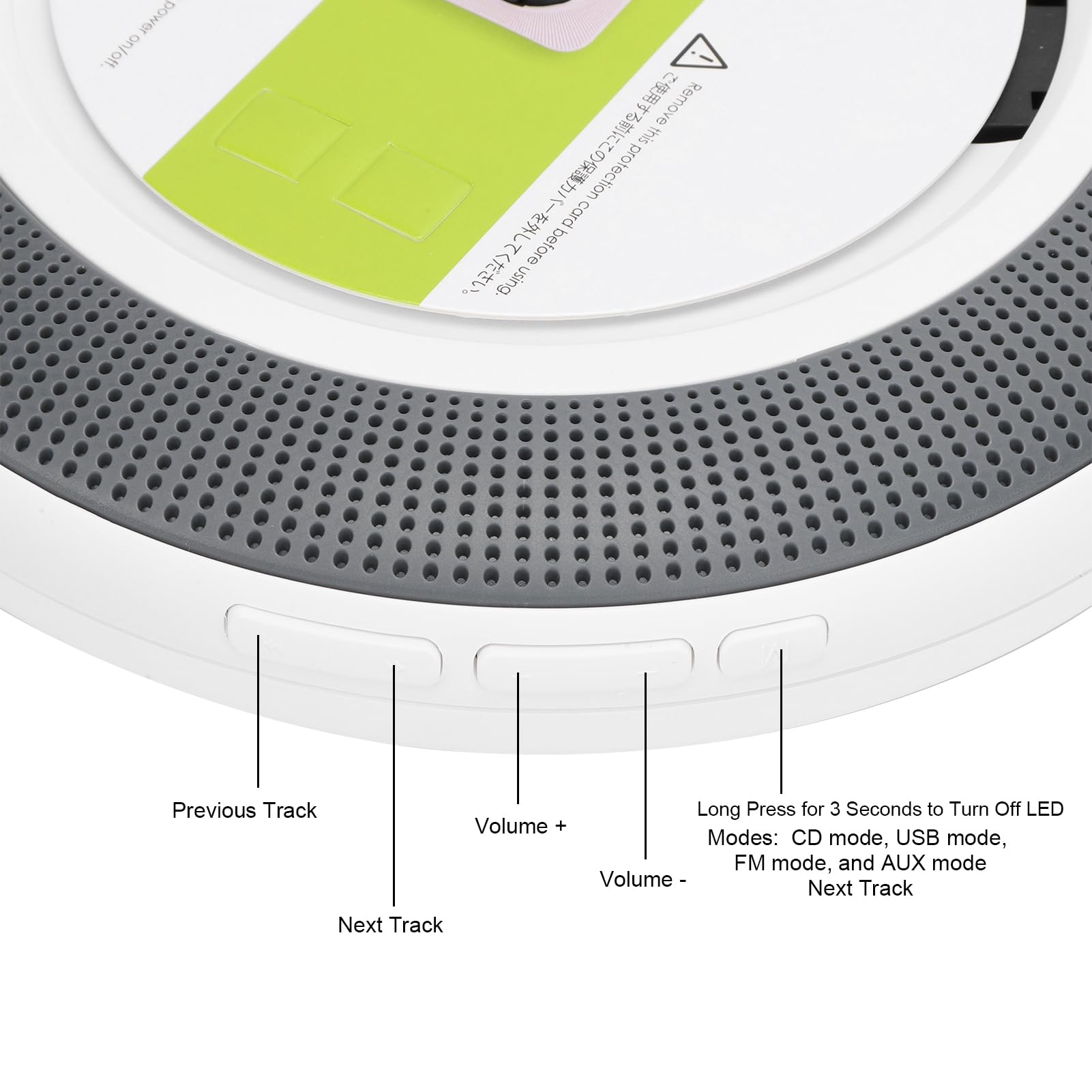 Lecteur CD Portable avec Bluetooth, Lecteurs CD à Montage Mural, Lecteur CD de Musique avec Haut-Parleur HiFi et Télécommande, Minuterie, Prise en Charge des écouteurs USB AUX