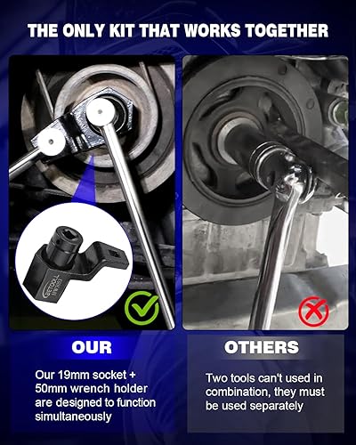 Vista 4 de BETOOLL Juego de llaves de sujeción de llave de manivela de 0.748 in y llave de cigüeñal de 1.969 in compatible con motores Honda y Acura