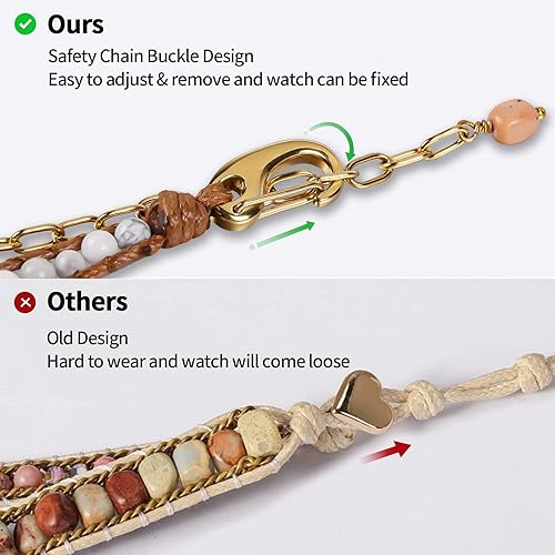 Miniatura 9 de Handmade Boho Watch Band Compatible with Apple Watch 49MM 45MM 44MM 42MM 41MM 40MM 38MM Beaded Wrap Bracelet for iWatch Ultra, Series SE987654321,