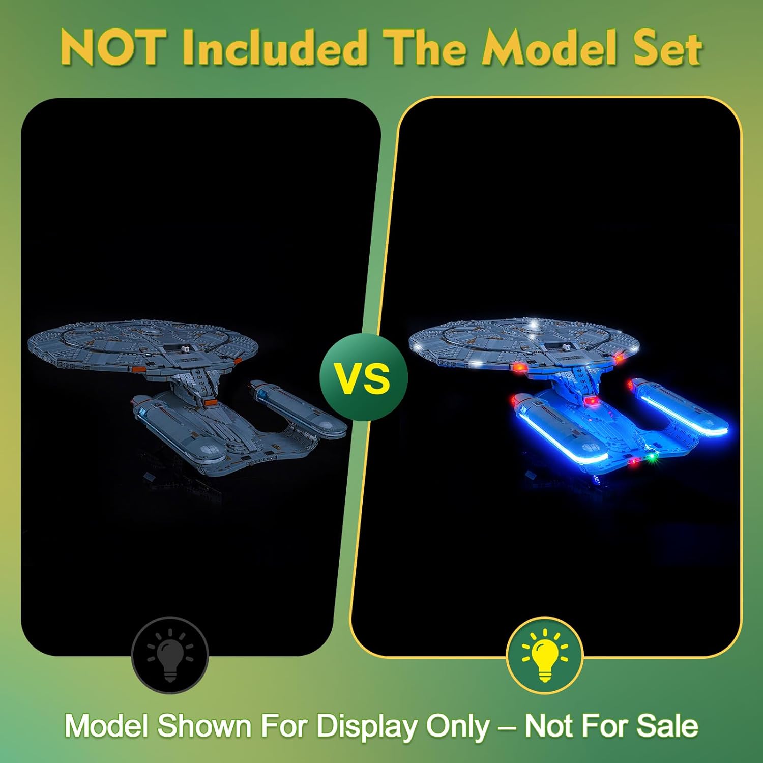 Upgraded Lighting kit Compatible with Lego 10356 U.S.S. Enterprise NCC-1701-D - No Model Only Light, LED Lights Accessories Compatible with Lego Enterprise 10356 (RC Version Light)