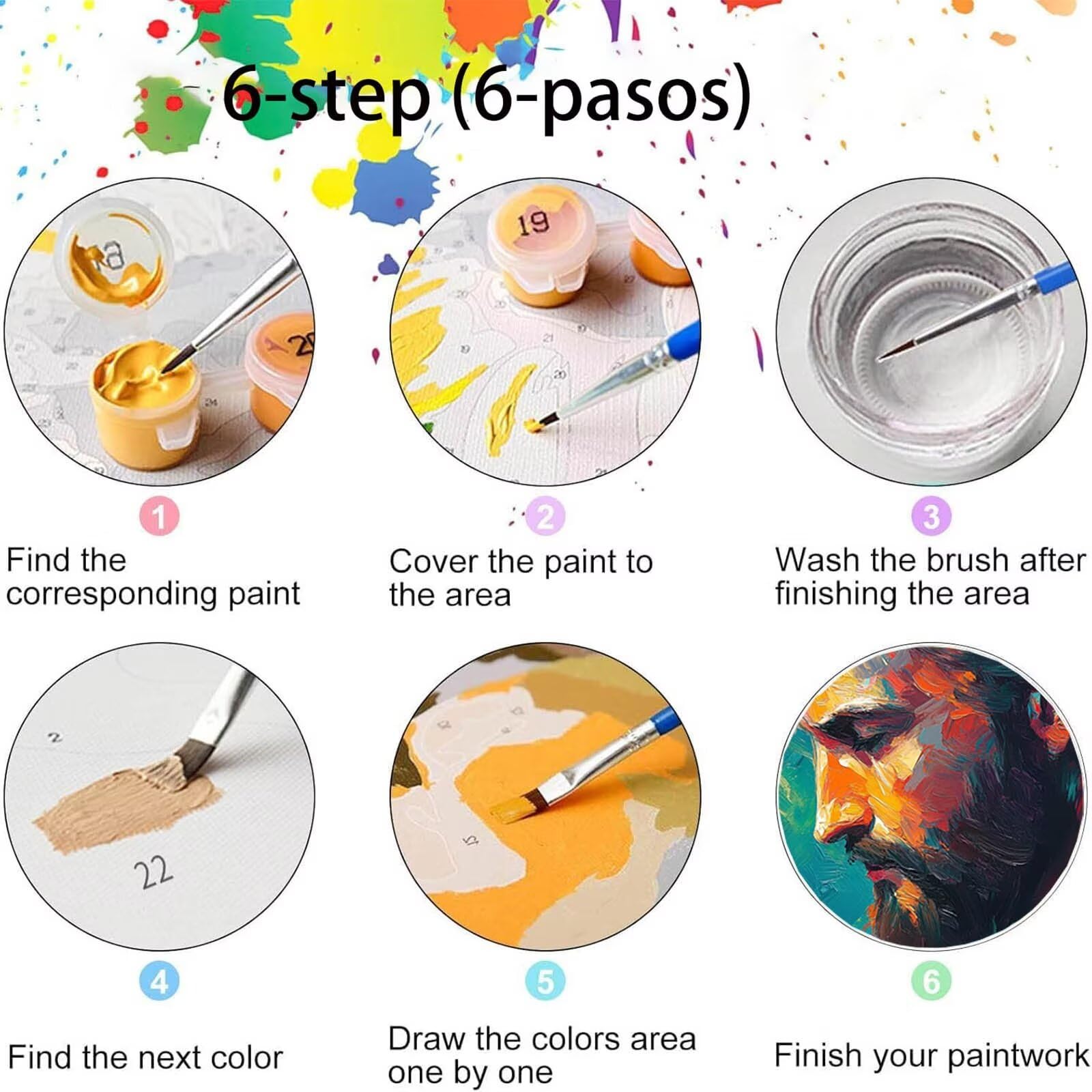 Pintar por Numeros Adultos Jesús, Pintar por Numeros Niños Kit Manualidades Adultos Abstracto Cuadros para Pintar por Numeros Pintura Acrílico, Cuadros Decoracion Salon Modernos 80X160cm 7w-0-3