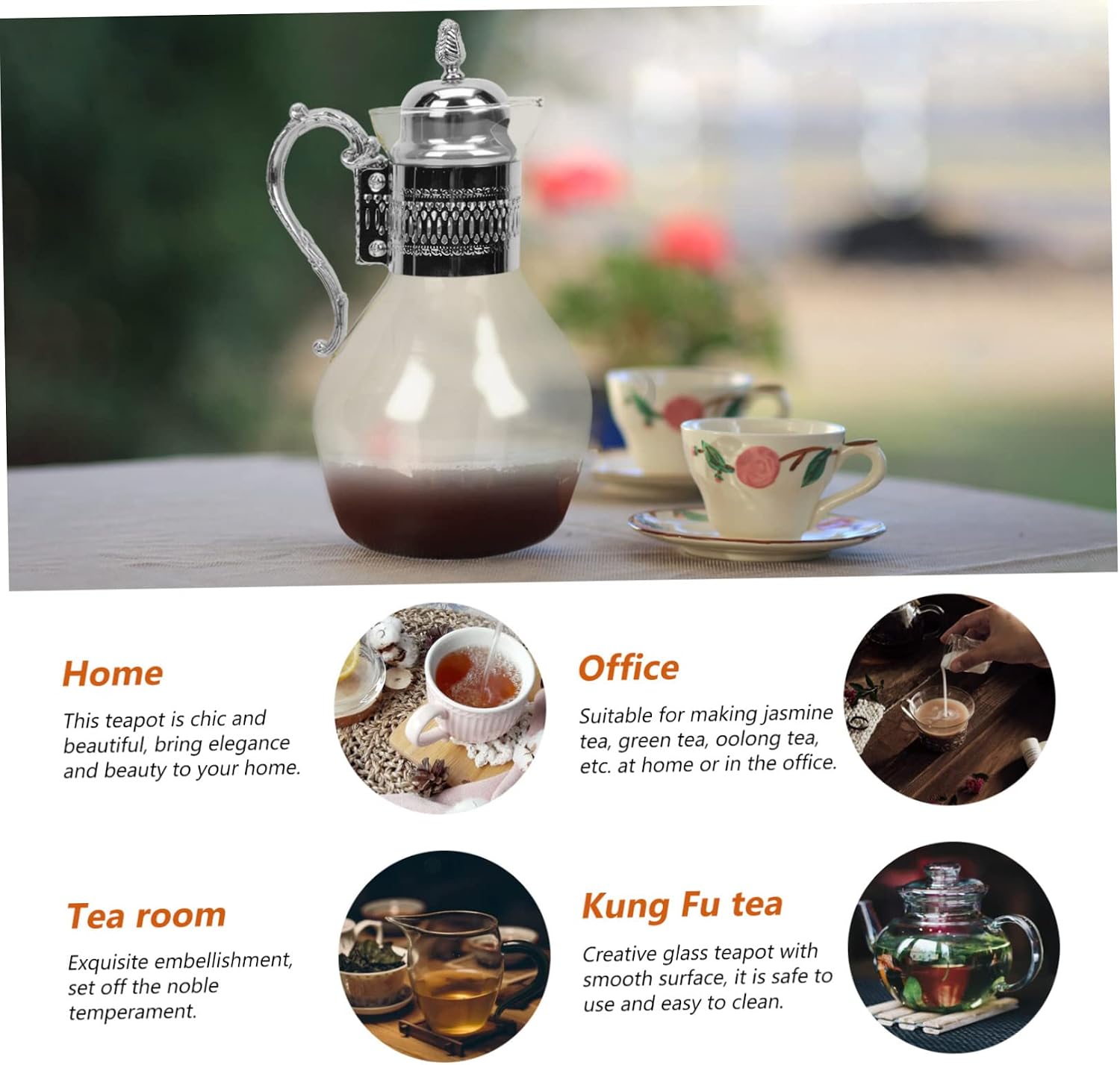 Angoily European Style Retro Glass Pot Heatable Teapot Kettle Container for Coffee Modern Kettles Material