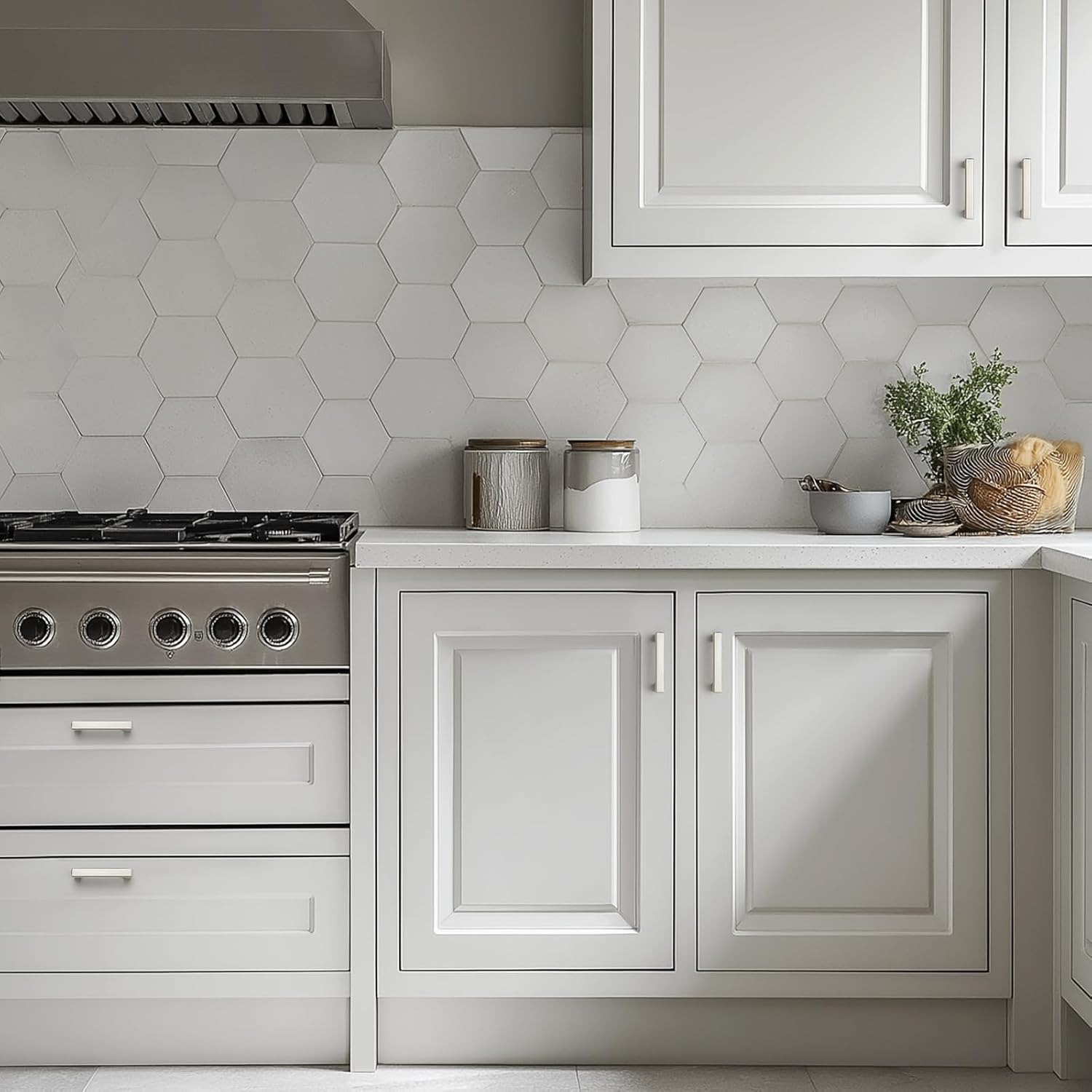 JOY DECOR 8 Pack Cabinet Handles,3 Inch Brushed Nickel Cabinet Pulls,Kitchen Cabinet Handles Square Drawer Pulls Stainless Steel Drawer Hardware Handles, 76mm Hole Centers - Image 5