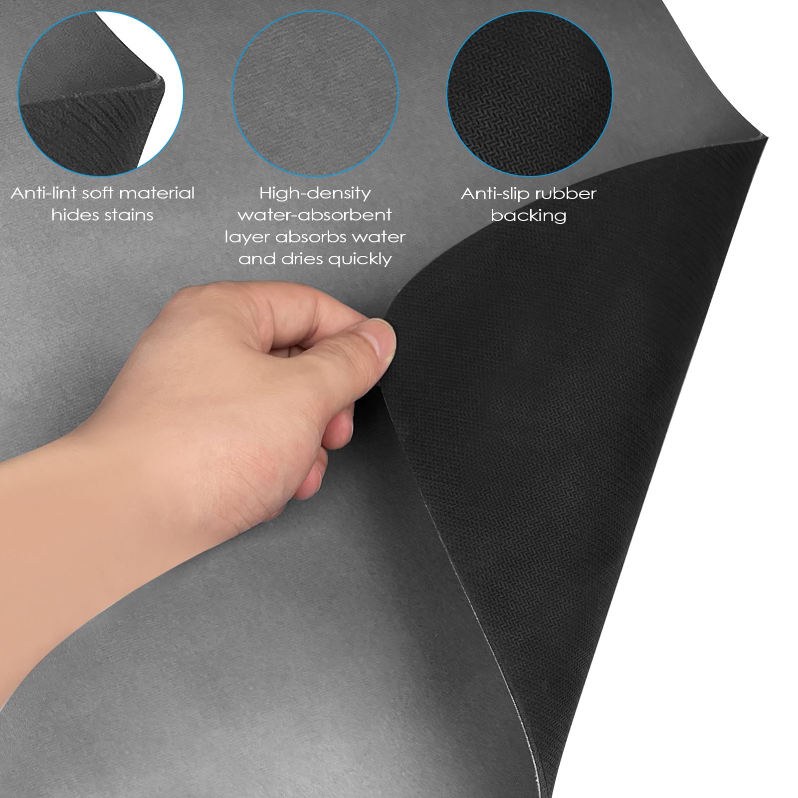 Chickwin Tappetino Scolapiatti Assorbente In Schiuma Di Diatomite, Antiscivolo, Asciugatura Rapida, Tagliabile Su Misura, Per Cucina, Lavello E Macchina Da Caffè (nero, 40x50 Cm)