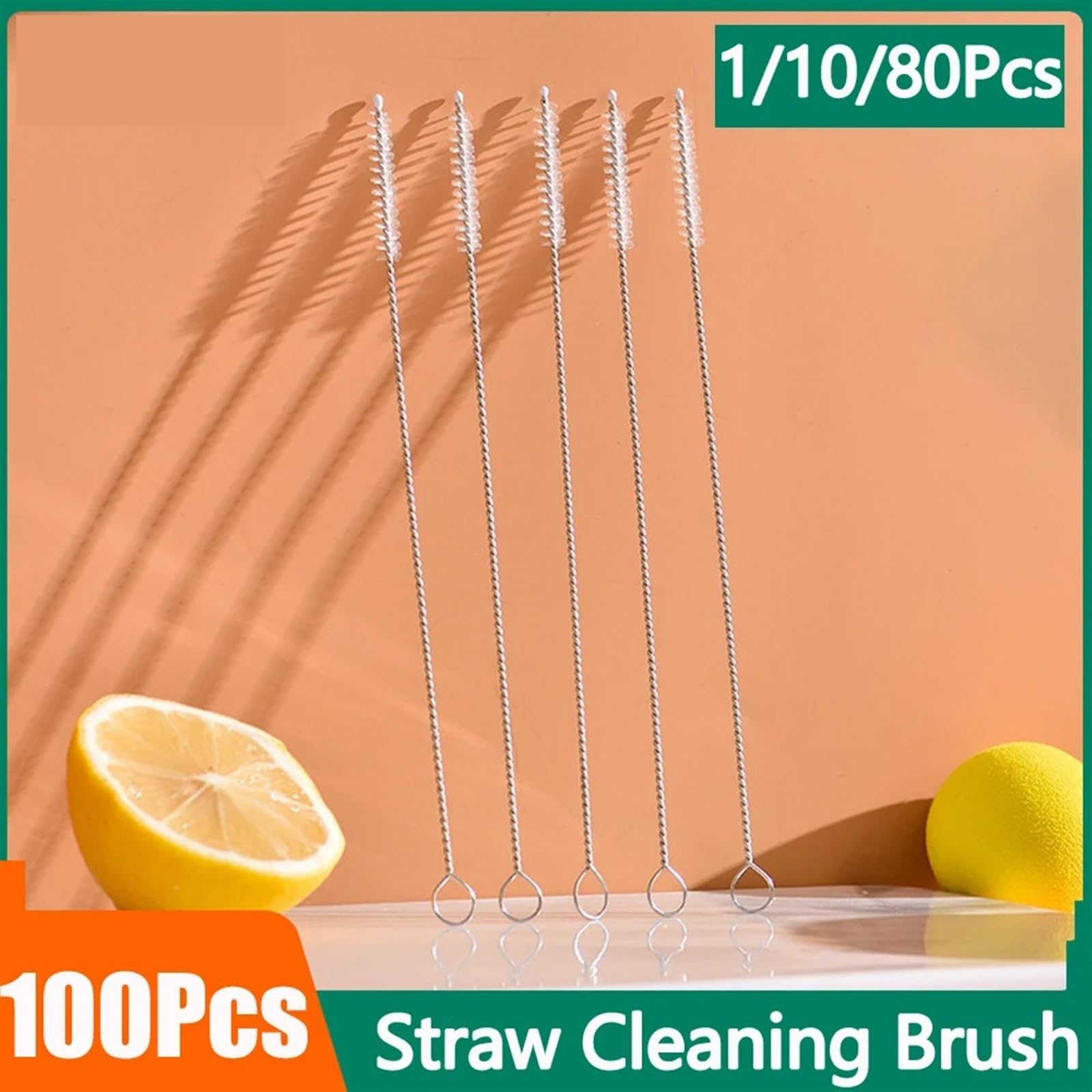 ReinigungsbüRste 1/10/100 Stück Edelstahl-Stroh-Reinigungsbürste Unkrautreinigung Glas Shisha Babyflaschenbürste AbflussbüRste(100PCS(20cm))