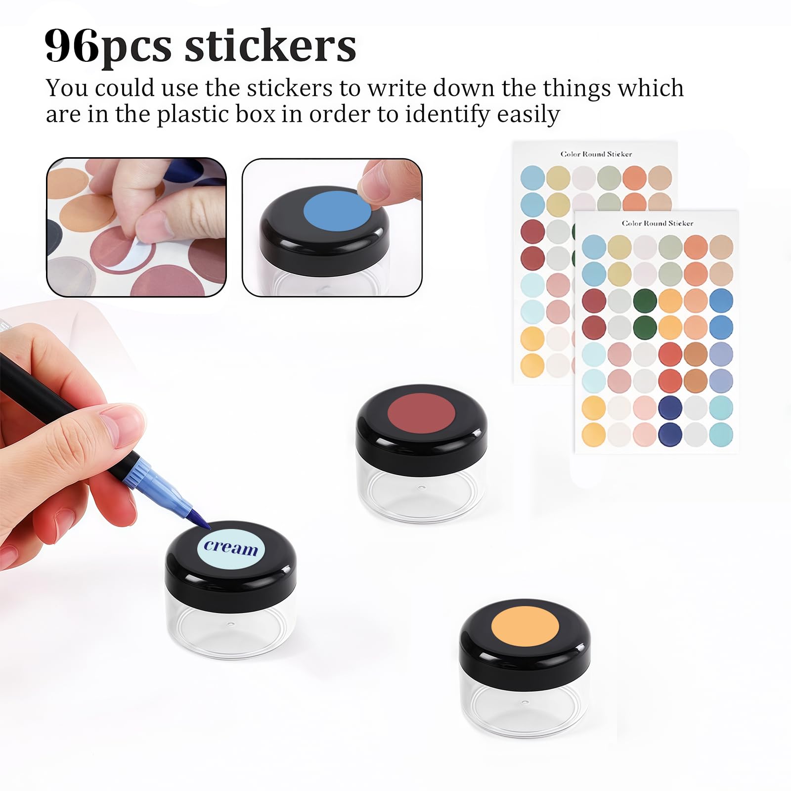 Flintronic Plastic Cosmetic Jar 70 * 5ml, Transparent & Visible Sample Container Jar - Image 3