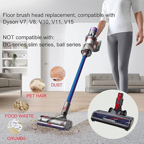 Miniatura 2 de ZEYXINH Cabezal de motor mejorado compatible con DysonV7 V8 V10 V11 V15 SV10 SV12 SV14, cepillo de fibra de carbono 5 luces LED, piezas de limpieza