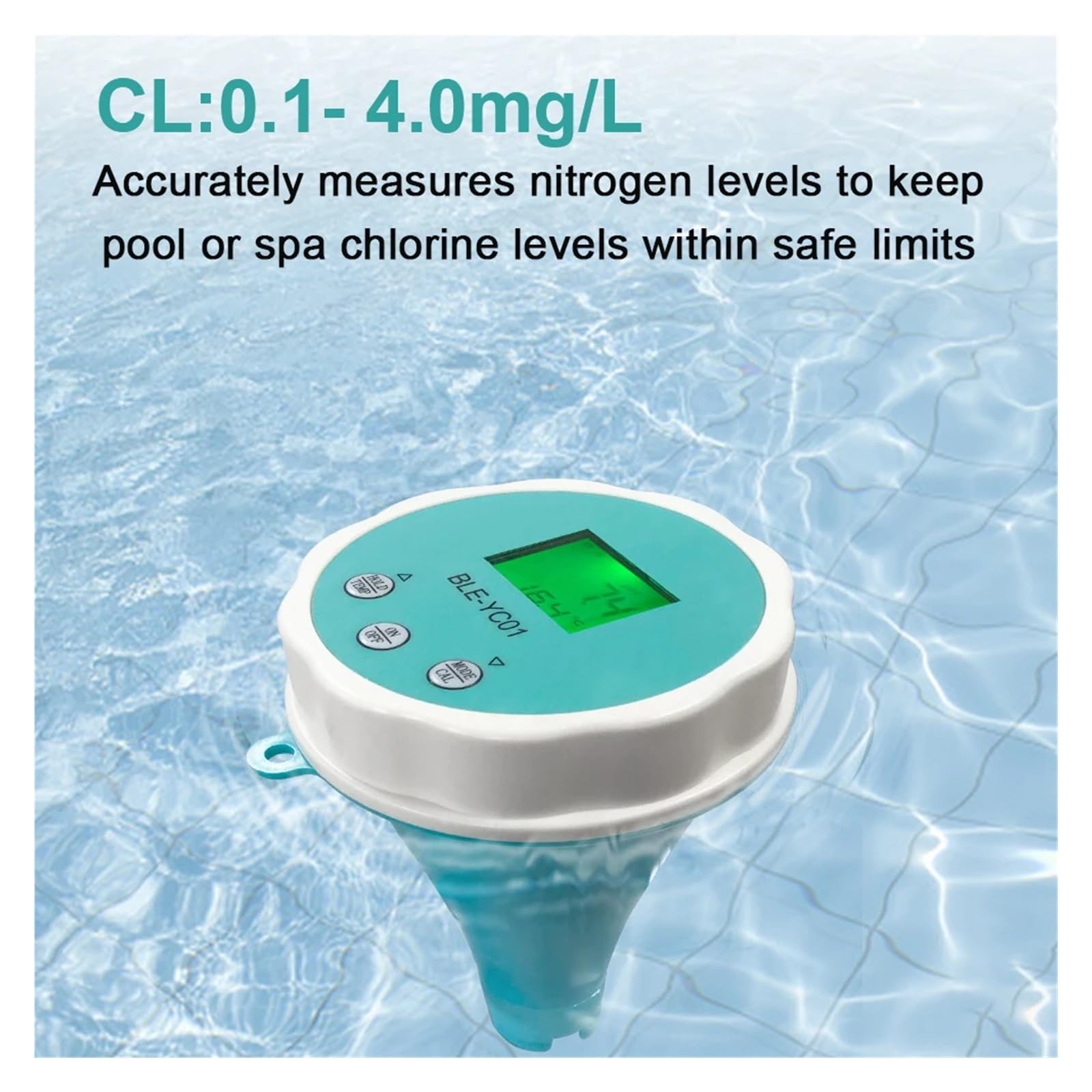 6In1 Rilevatore Dela qualità Del'acqua PH EC TDS ORP Test Temperatura del Cloro Display LCD Retroilluminato App Visualizzazione Remota for La Piscina Rilevamento Rapido E Preciso