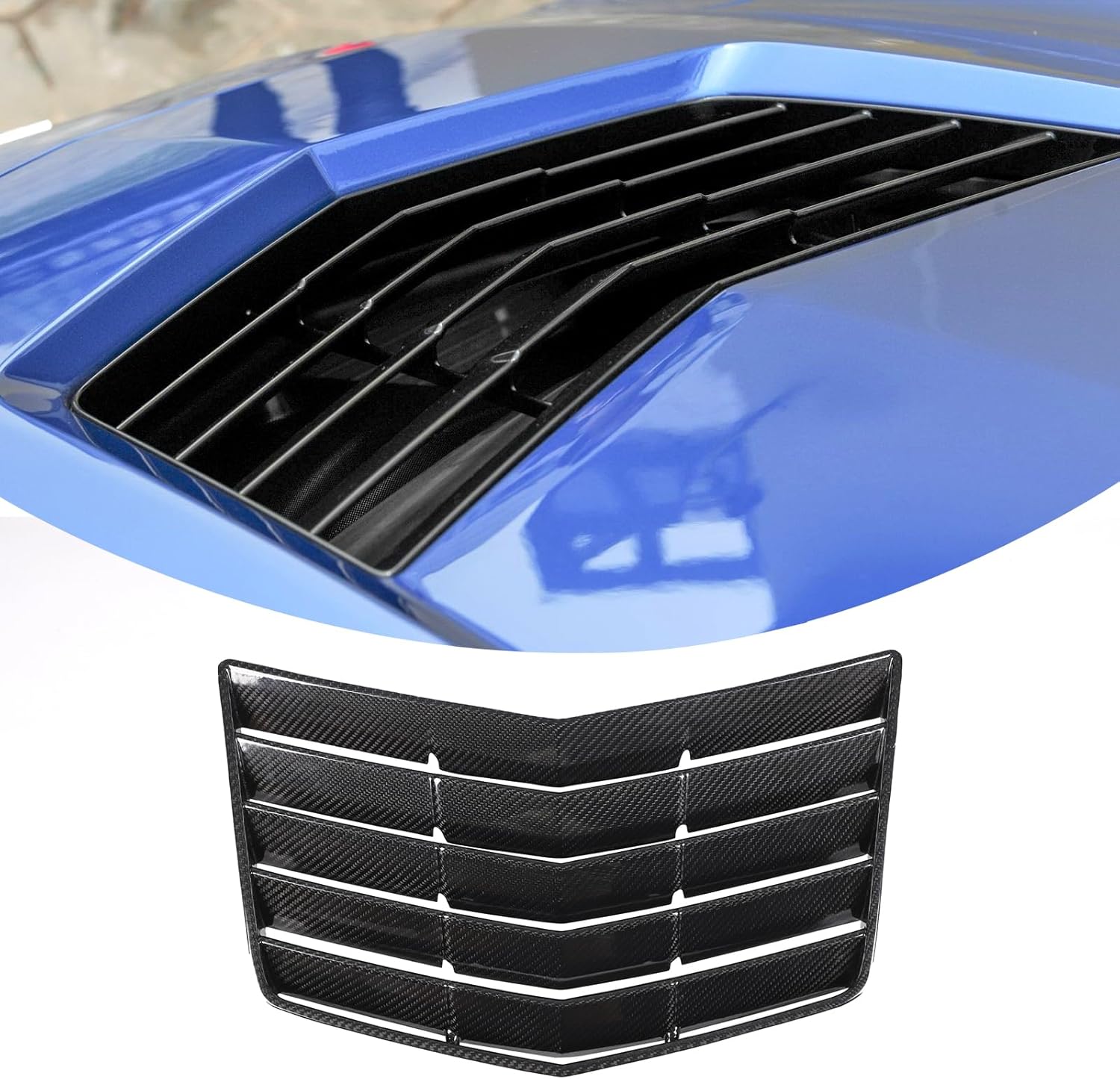 Hood Vents Cover for Chevrolet Corvette C7 Z06 2014-2019 Accessories, Boonet Scoop Louver Trim Duct Outlet Bezel, Engine Hood Vented Air Intake Grille Molding Cover Trim, Dry Carbon Fiber OEM:23443956
