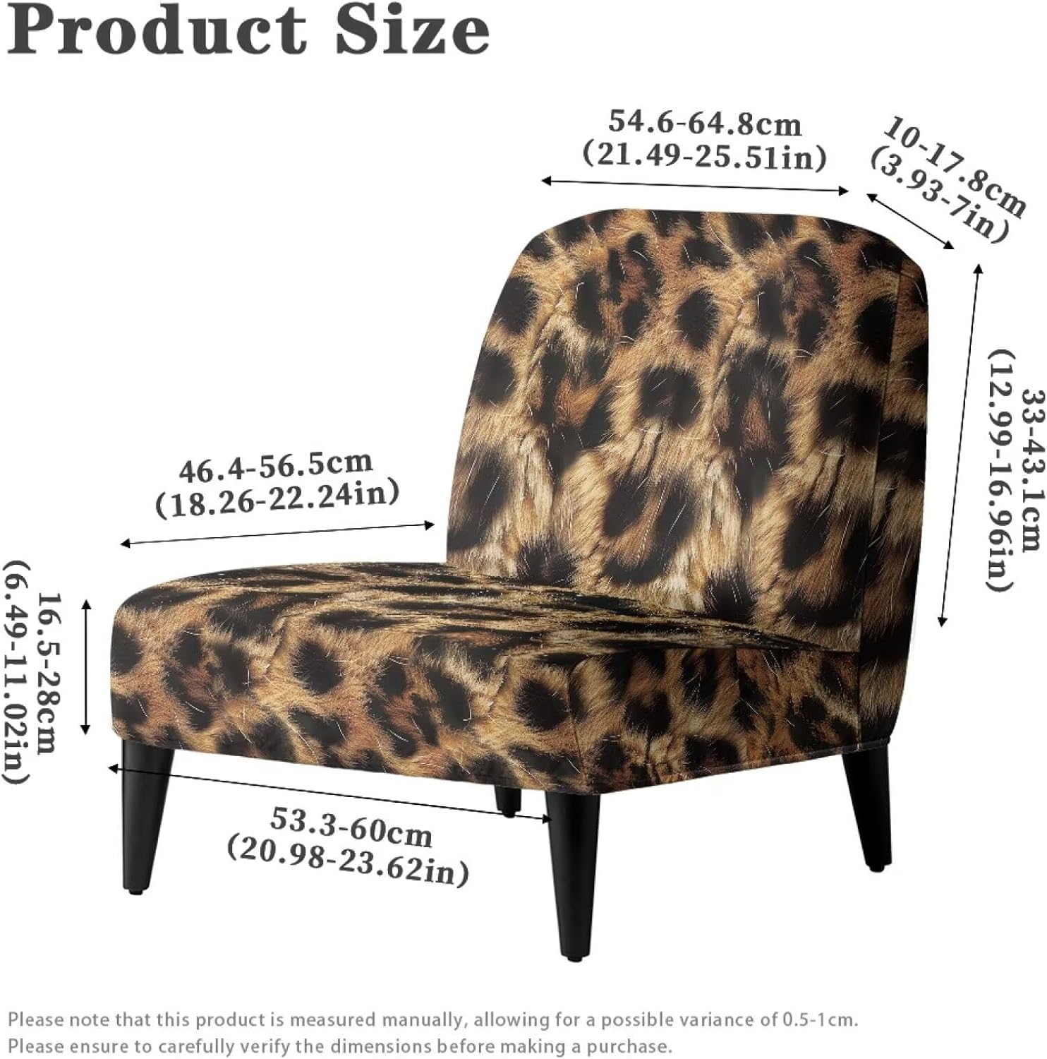 Leopard Cover for Armless Accent Chairs Comfy Armless Sofa Cover Stretchable Removable Slipper Chair Slipcover for Living Dining Room Hotel Home Festival Decor