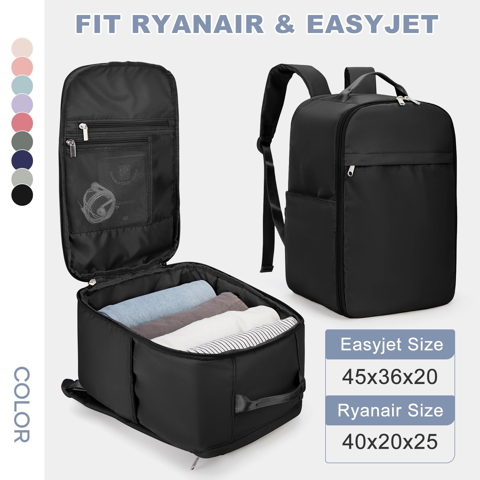 Zaino 40x20x25 in Cabina, Borsa da Viaggio per Bagagli A Mano con Scomparto Laptop, Pacchetto Giorno Compatto Viaggi Brevi E Pendoli