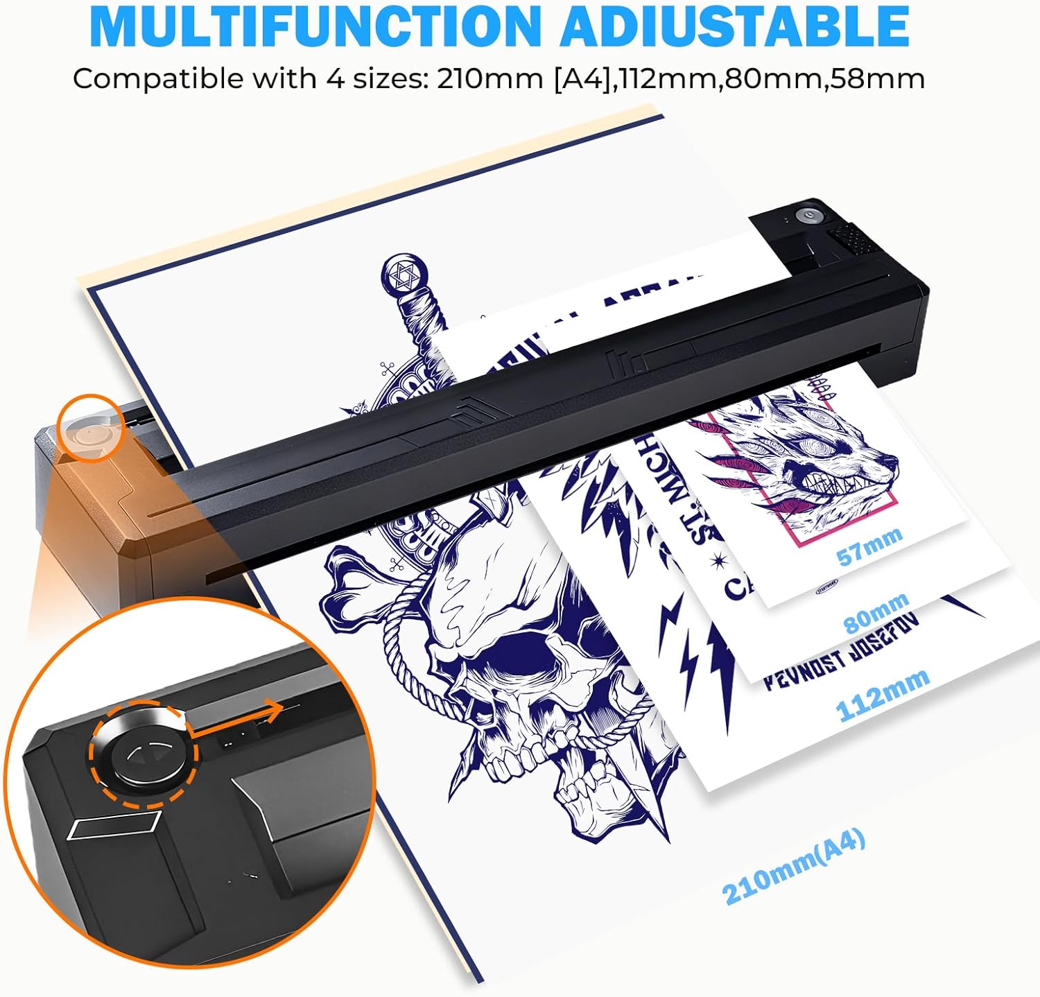 Tattoo Transfer Stencil Printer Wireless Thermal Printer Tattoo Machine Compatible with iPad Phone PC Tattoo Supplies