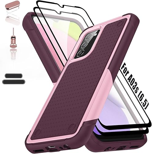 Funda resistente para Samsung Galaxy A03s/A02S de 6.5 pulgadas, 4 esquinas con bolsas de aire [protección contra caídas de 12 pies], agarre