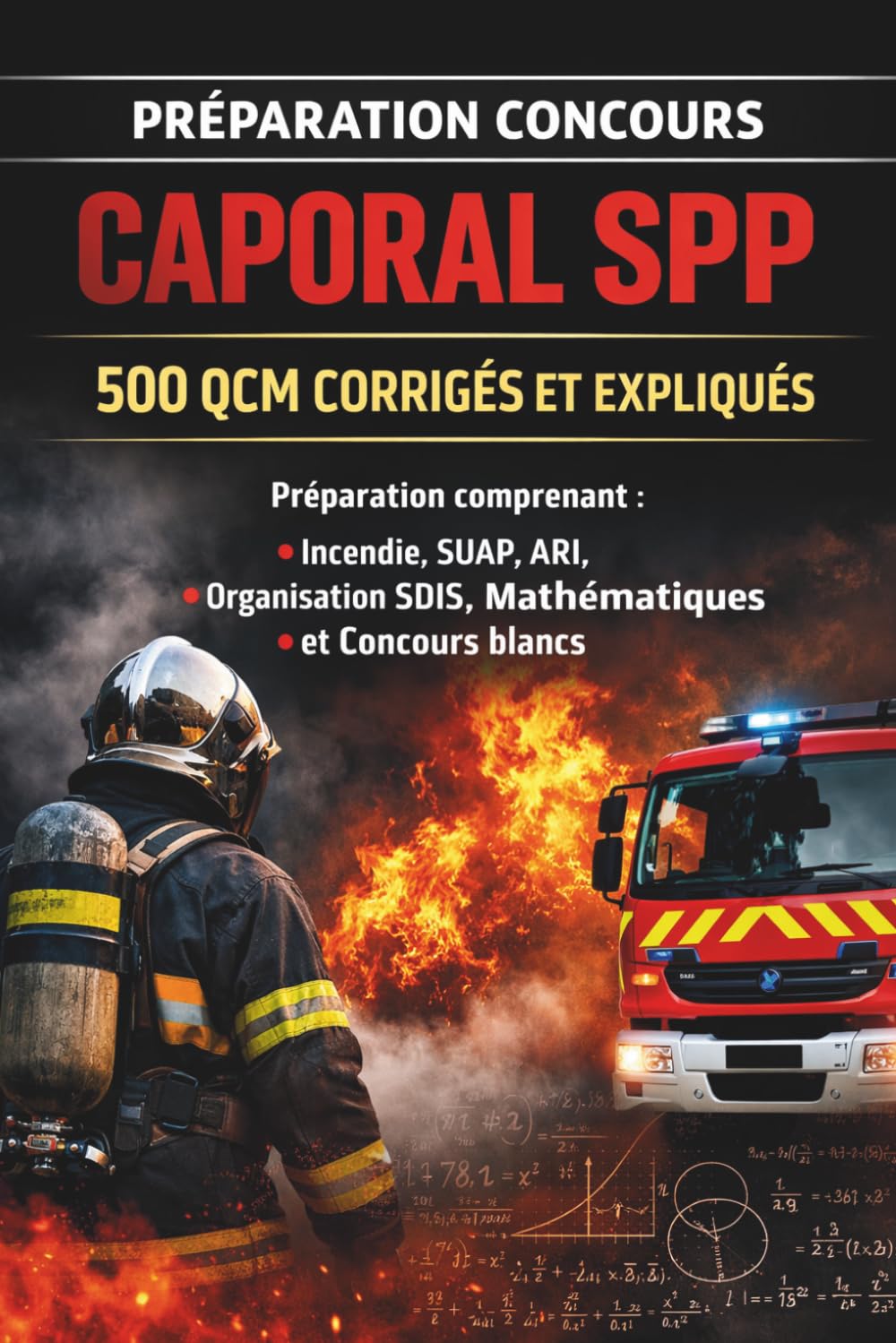 Préparation concours Caporal SPP : 500 QCM corrigés et expliqués comprenant Incendie, SUAP, ARI, Organisation des SDIS, Mathématiques et concours ... les thèmes récurrents corrigés et expliqués
