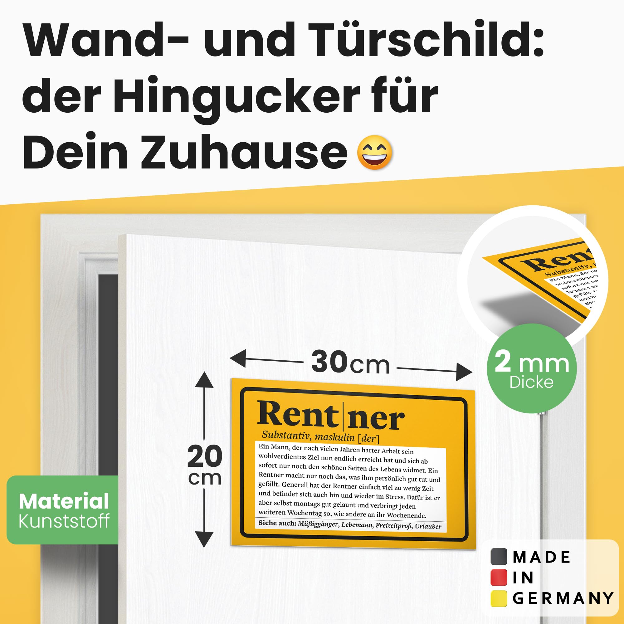 DankeDir! Pensioner Definition, 30 x 20 cm Plastic Sign, Men Retirement Pensioner Colleague Retirement Entry Gift - Image 2