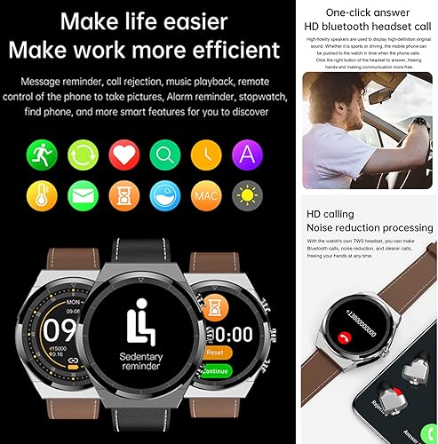 Miniatura 4 de Tuanzi JM08 2 en 1 Reloj inteligente con auriculares 1.28 pulgadas Smartwatch TWS HiFi estéreo inalámbrico Combo Bluetooth llamada telefónica para
