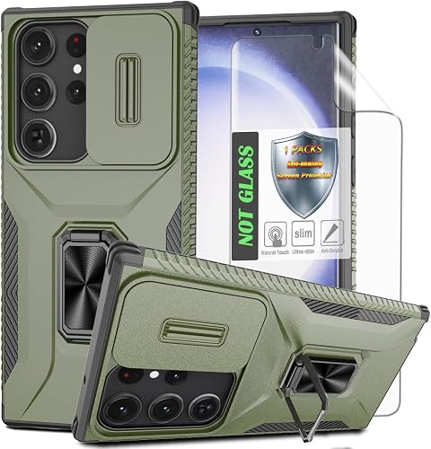 for Galaxy S22 Ultra Case with Sliding Camera Lens Cover,HD Screen Protector,360