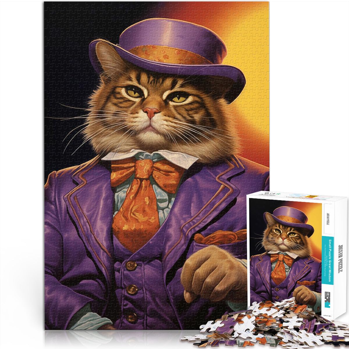 Purple Pimp KittyJigsaw Puzzle for Adults 1000 Pieces for Educational Game Challenge Toy is ideal as gifts for the whole family 75x50cm